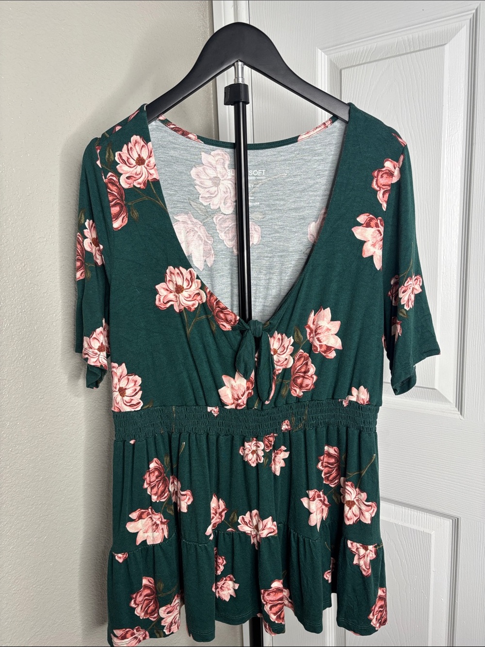 torrid Dark Green Floral Tie-Front Tunic